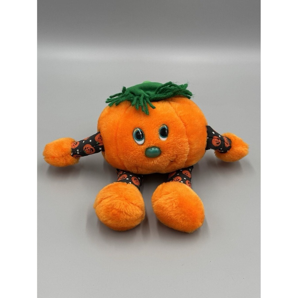 Vintage Plush Halloween Anthropomorphic Pumpkin Midwestern Home Products 8"